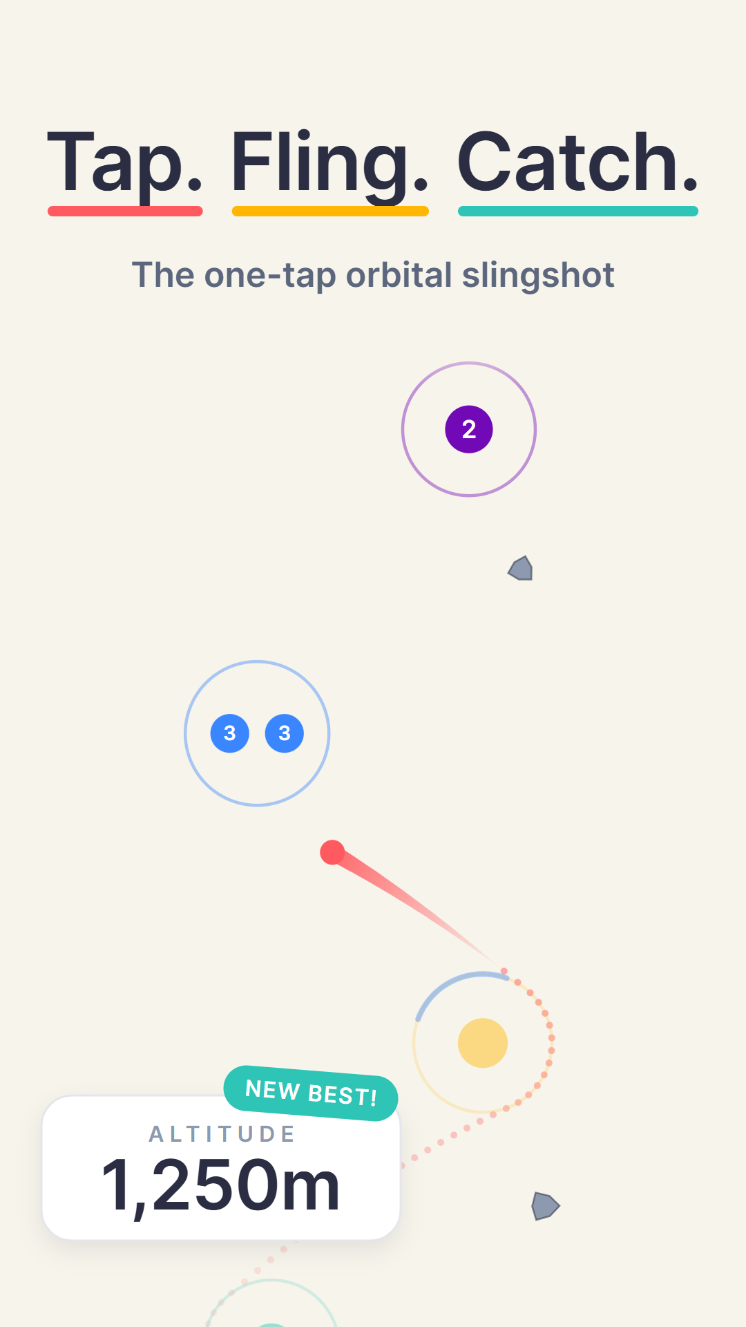 Tap, fling, catch the next planet
